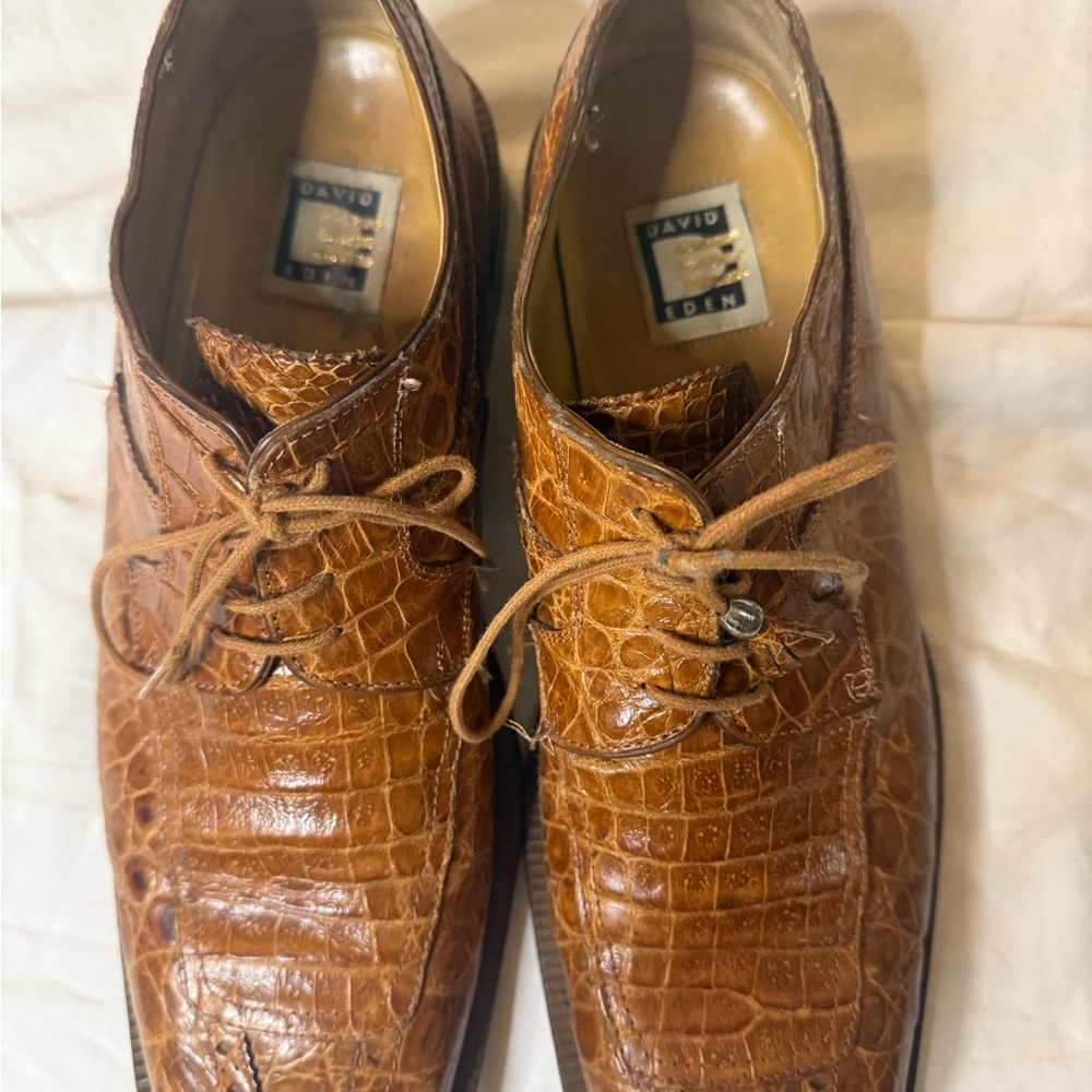 David Eden Brown Crocodile Leather Derbys‎ size 11